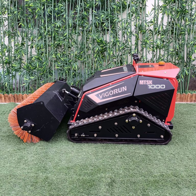 gasoline electric hybrid powered brushless DC motor tracked unmanned lawn mulcher
